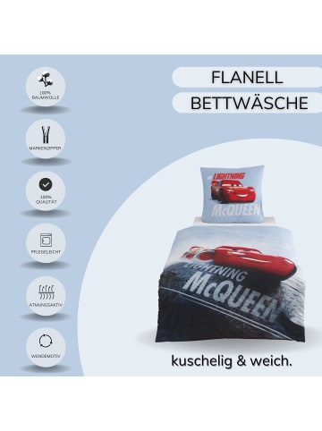 Jungen Bettwäsche-Set Flanell  "Disney's Cars Auto" in Blau 