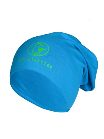Beanie mit Print Möwe in azuro/neon green