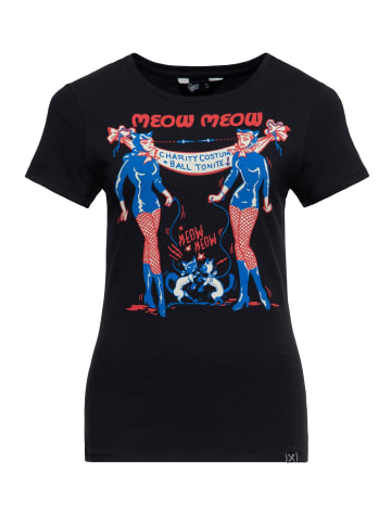 Queen Kerosin T-Shirt Meow Meow in schwarz