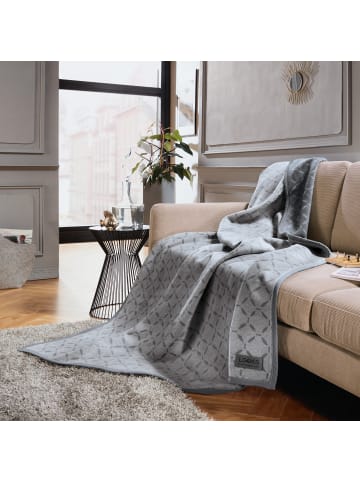 Jacquard, Baumwollmischung Wohndecke in grau