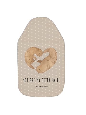 Wärmflasche Otter Herz mit Spruch in Grau Pastell