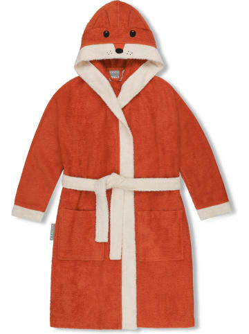 Kinder Bademantel aus Bio-Baumwolle Malia in Orange / Fuchs