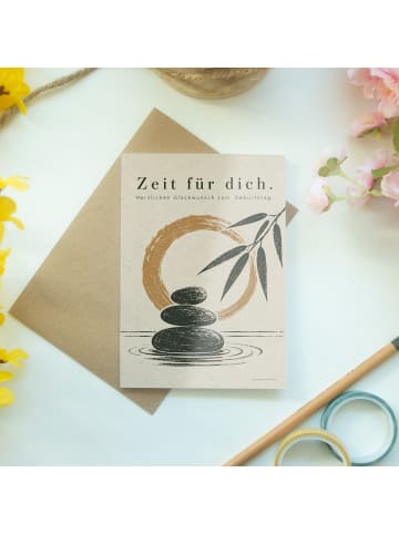 Geburtstagskarte Zen-Steine Minimalistisch Desi... in Weiß
