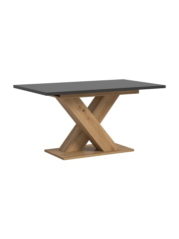 Esstisch (B/H/T): 150-190x76x90 in eichefarben und grau mit  X-Gestell