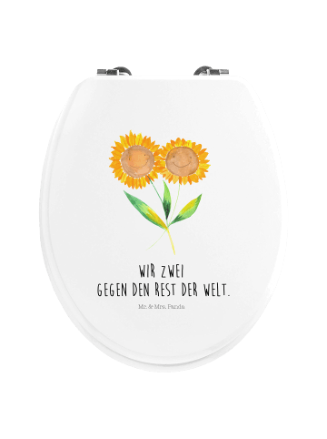 Motiv WC Sitz Blume Sonnenblume mit Spruch in Weiß