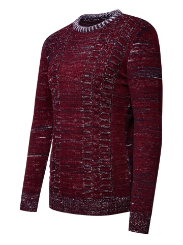 Grobstrick mit Kontrastfarben Rundhals-Pullover in Weinrot
