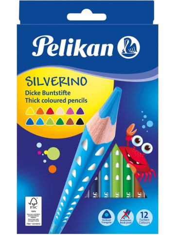 Buntstifte Silverino dreieckig dick 5mm Packung mit 12 Farben ...