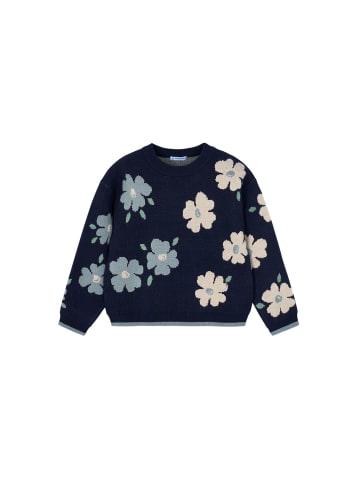 Pullover mit Blütenmuster in petroleum