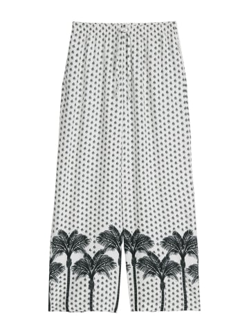 Strandhose Palm Border Geo in white cotton palm print