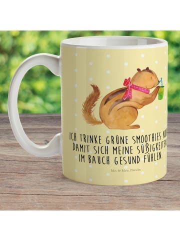 Kindertasse Eichhörnchen Smoothie mit Spruch in Gelb Pastell