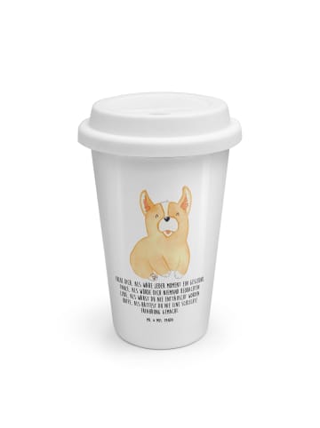 Thermobecher Corgie mit Spruch in Weiß