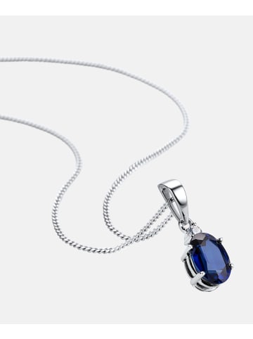 Halskette mit Anhänger aus 585 Weißgold mit 0.71 Karat Diamant mit Saphir in ...