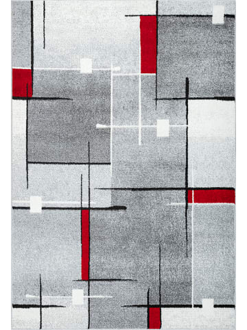 Kurzflorteppich Pearl C in Grau Rot