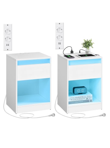 2er-Set: Nachttisch in Wolkenweiß - (B)40 x (H)55 x (T)35 cm