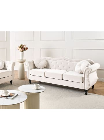 3-tlg 3-Sitzer Sofa SKIEN in Beige/Schwarz