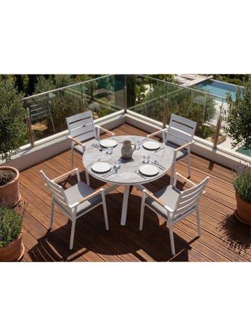 9-tlg Gartentisch Set MALETTO/TAVIANO in Weiß/Grau/Braun