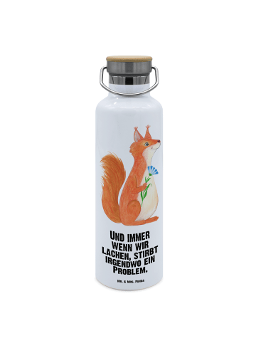 Trinkflasche Eichhörnchen Blume mit Spruch in Weiß