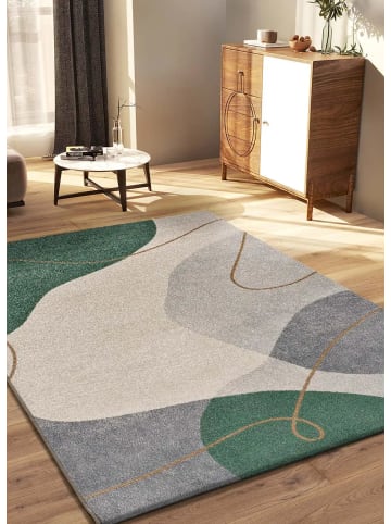 Kurzflor-Teppich EDESA in grün / beige