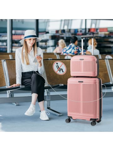 2 TLG. Gepäckset mit Kosmetikkoffer in Rosa