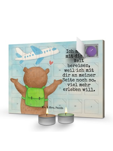 Adventskalender Bär Flugzeug Design mit Spruch in Weiß