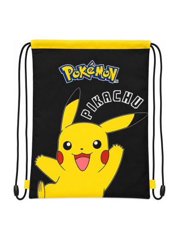 Pikachu Turnbeutel Kinder mit Tunnelzug und Namensfeld in Schwarz