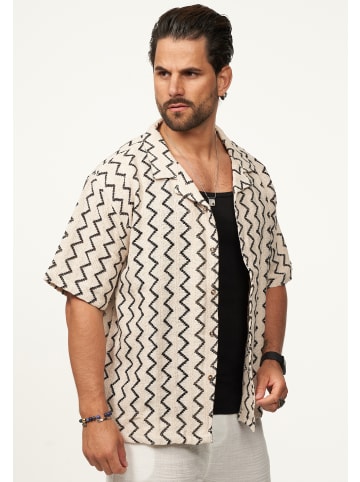 Kurzarmhemd - im Vintage Summer-Look Kurzarm Strick Polo-Hemd T-Shirt in Black