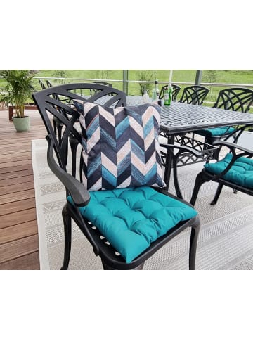 2er Set Outdoor Kissenhülle 45x45cm Motiv in Linear Petrol
