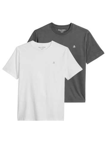 T-Shirt 2er Pack in Grau/Weiß