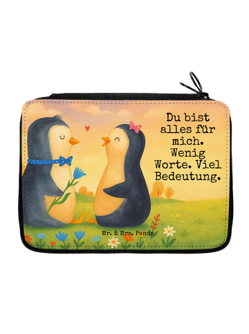 Federtasche Pinguin Pärchen Design mit Spruch in Weiß