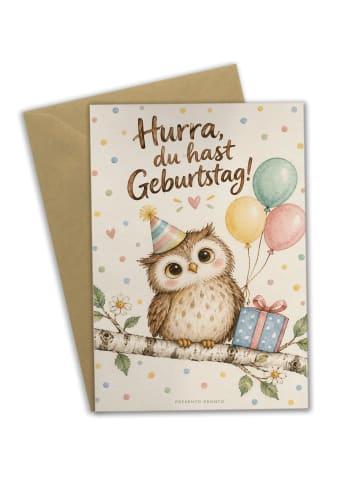 Geburtstagskarte Eule charmant Design mit Spruch in Weiß
