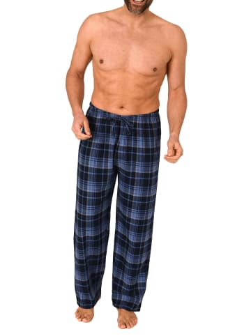Flanell Schlafanzug Pyjama Hose Karo - 76527 in marine