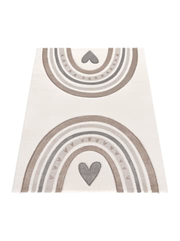 Kinderteppich Regenbogen mit Herz Kinderzimmer in Beige