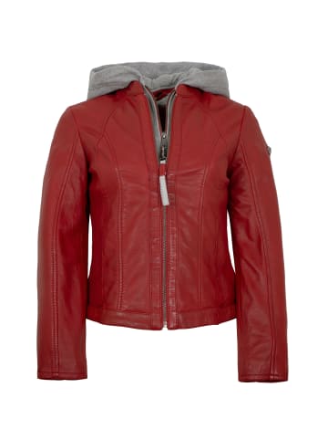 Lederjacke Lammnappa Kapuze in Rot