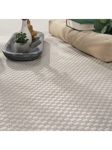Teppich Kurzflor Unifarben Wohnzimmer in Creme