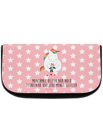 Kosmetiktasche Einhorn Traurig mit Spruch in Rot Pastell
