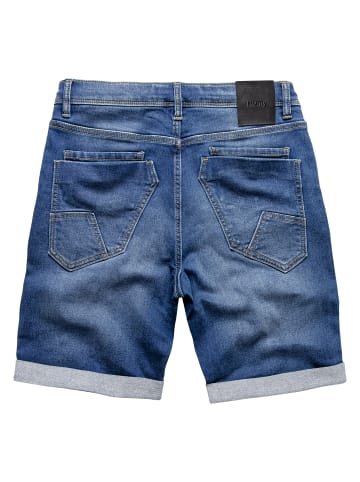 Bermuda Jeans Shorts mit Used-Denim und Kordelzug A&S in Dunkelblau