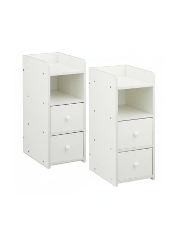2 x Nachttisch in Weiß - (B)22,5 x (H)55 x (T)34 cm