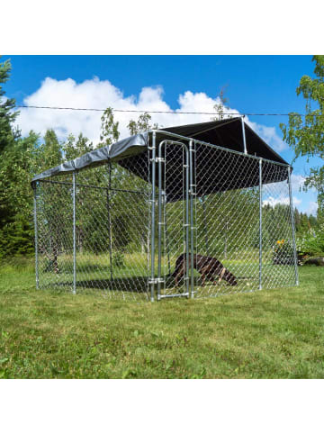 Hundezwinger mit Dach in Silber 3x3m