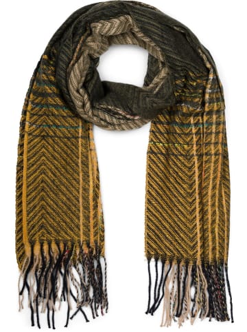 Feinstrick Schal in Oliv-Camel