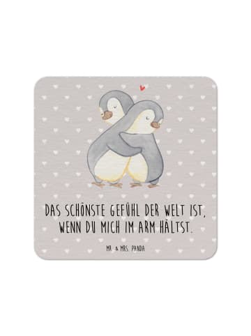 bieruntersetzer Pinguine Kuscheln mit Spruch in Grau Pastell