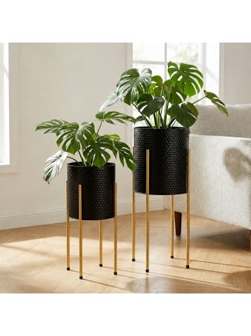 2 x Blumenständer in Schwarz/ Gold