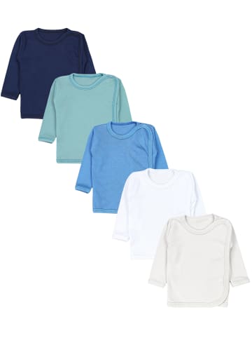 Unisex Baby Wickelshirt Langarm 5er Pack in beige/blau