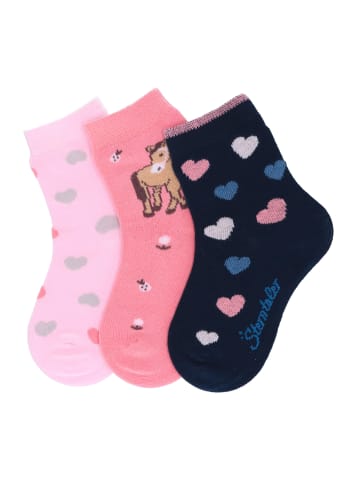 Socken 3er-Pack Herzen in rosarot