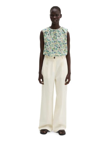 Gemustertes Blusen-Top cropped in Light Beige