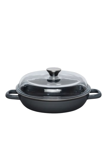 Schmorpfanne mit Glasdeckel in Schwarz