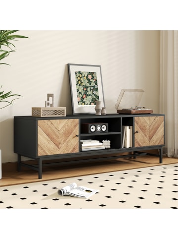 TV-Schrank in Schwarz 150 cm mit Kontrastdesign Stauraum und Fächern