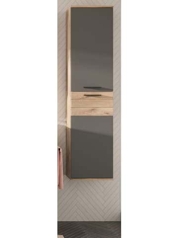 Hochschrank Hängeschrank Eiche grau 37x152 cm, mit Soft-Close