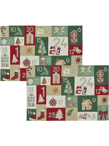 Baumwollmischung, Gewebt, Gobelin Tischset 2er-Pack Xmas Calendar in bunt
