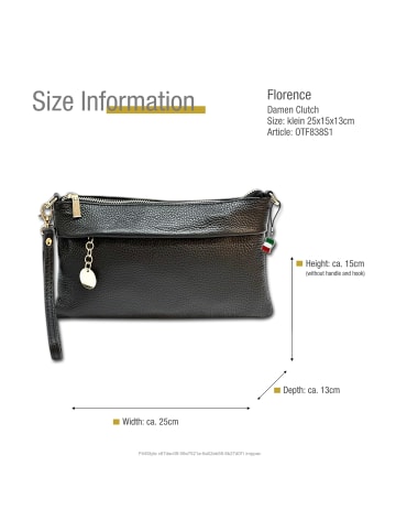 Leder Clutch Florence Tasche schwarz ca. 25cm