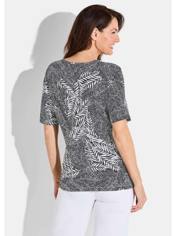 Blusenshirt mit Blättermuster in schwarz / weiß / gemustert